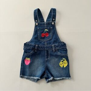 The Children's Place 4T Toddler Girl  Denim Shortalls Overalls Fruit Patches